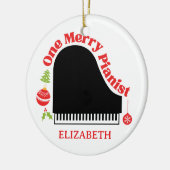Een vrolijk pianist kerst piano toetsenbord keramisch ornament (Links)