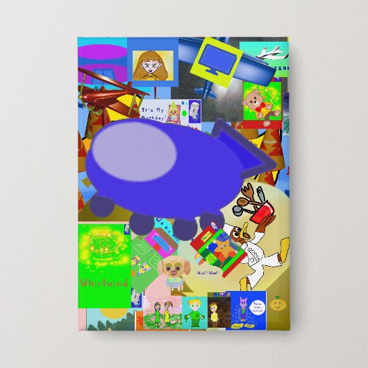 Een vrolijk ruimteschip Cartoon Button (Voorkant)