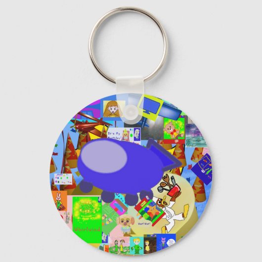 Een vrolijk ruimteschip Cartoon Sleutelhanger (Voorkant)