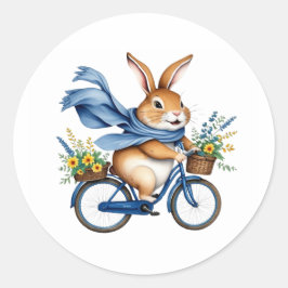 Een vrolijk voorjaarskonijn met Pasen Ronde Sticker