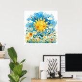 Een vrolijk zonnig Poster (Thuiskantoor)