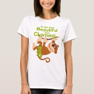 Een vrolijke aap zwaait op een tak t-shirt