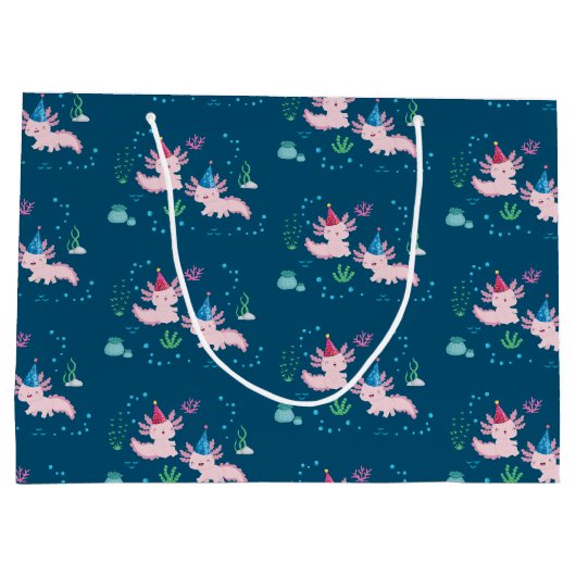 Een vrolijke Axolotl verjaardag Groot Cadeauzakje (Achterkant)