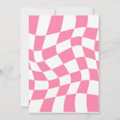 Een vrolijke babe retro roze 1e verjaardagsfeestje kaart (Achterkant)