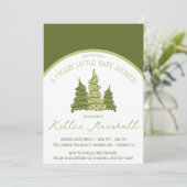 Een vrolijke baby shower, groene en beige shower kaart (Staand voorkant)
