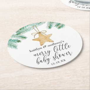 Een vrolijke baby shower ronde kartonnen onderzetter