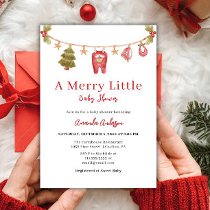 Een vrolijke baby shower Winter Kerstmis Rood Kaart