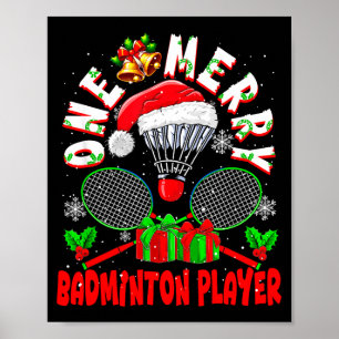 Een vrolijke badmintonspeler Kerstteam matching Poster