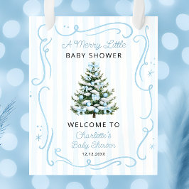 Een vrolijke blauwe kleine blauwe babyshower welko poster