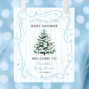 Een vrolijke blauwe kleine blauwe babyshower welko poster