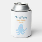 Een vrolijke blauwe octopus onder het zee blikjeskoeler (Blikje Achterkant)