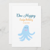 Een vrolijke blauwe octopus onder het zee feestdagenkaart (Voorkant / Achterkant)