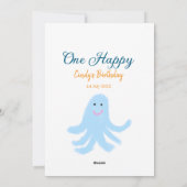 Een vrolijke blauwe octopus onder het zee feestdagenkaart (Achterkant)