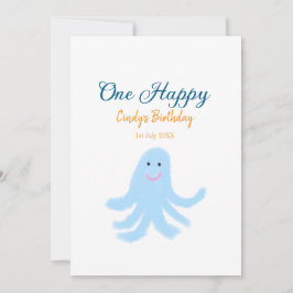 Een vrolijke blauwe octopus onder het zee feestdagenkaart