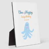 Een vrolijke blauwe octopus onder het zee fotoplaat (Zijkant)