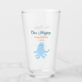 Een vrolijke blauwe octopus onder het zee glas