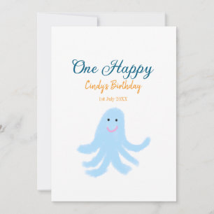 Een vrolijke blauwe octopus onder het zee kaart
