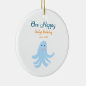 Een vrolijke blauwe octopus onder het zee keramisch ornament (Rechts)