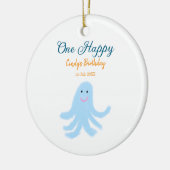 Een vrolijke blauwe octopus onder het zee keramisch ornament (Links)
