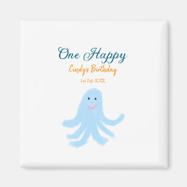 Een vrolijke blauwe octopus onder het zee magneet