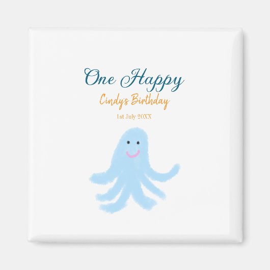 Een vrolijke blauwe octopus onder het zee magneet (Voorkant)