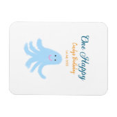 Een vrolijke blauwe octopus onder het zee magneet (Horizontaal)