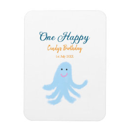 Een vrolijke blauwe octopus onder het zee magneet