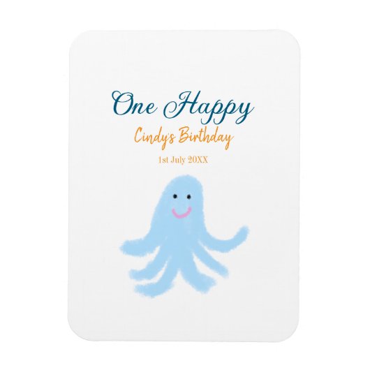 Een vrolijke blauwe octopus onder het zee magneet (Verticaal)