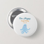 Een vrolijke blauwe octopus onder het zee ronde button 5,7 cm (Voorkant /achterkant)
