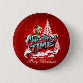 Een vrolijke cartoon elf ronde button 5,7 cm (Voorkant)