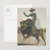 Een vrolijke cowboy op een Bucking Buffalo. Briefkaart (Voorkant / Achterkant)