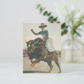 Een vrolijke cowboy op een Bucking Buffalo. Briefkaart (Staand voorkant)