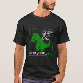 Een vrolijke dino die in zijn handen wil klappen t-shirt