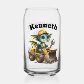 Een vrolijke draak in een bouwwagen blikvorm glas (Achterkant)