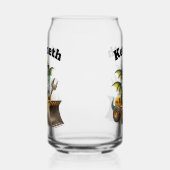 Een vrolijke draak in een bouwwagen blikvorm glas (Rechts)