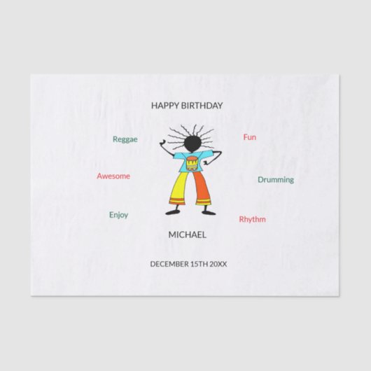 Een vrolijke en Geweldige reggae danser Tissuepapier (Voorkant)