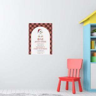 Een vrolijke gans modern verjaardags welkomstbord poster