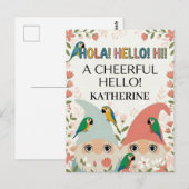 "Een vrolijke groet" Meertalige kabouter groet Briefkaart (Voorkant / Achterkant)
