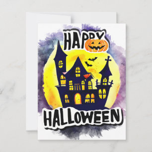 Een vrolijke Halloween-avond met Raven Bat Witch Briefkaart