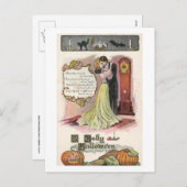 Een vrolijke Halloween, paar kussen Feestdagenkaart (Voorkant / Achterkant)