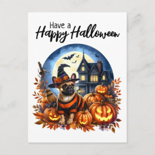 Een vrolijke Halloween Schattigee Franse Bulldog Briefkaart