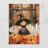 Een vrolijke Halloween Schattigee heks Briefkaart (Voorkant)
