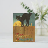 Een vrolijke Hallowe'en Spooky Black Cat Art Briefkaart (Staand voorkant)