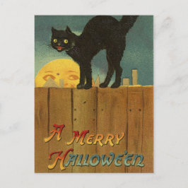 Een vrolijke Hallowe'en Spooky Black Cat Art Briefkaart