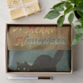 Een vrolijke Hallowe'en Spooky Black Cat Art Tissuepapier (Geschenk)