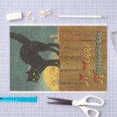 Een vrolijke Hallowe'en Spooky Black Cat Art Tissuepapier (Craft)
