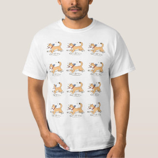 Een vrolijke hardlopende bruine Hachiko hond T-shirt