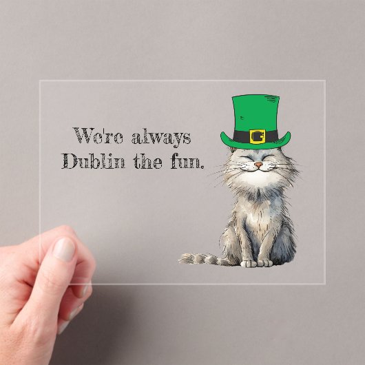 Een vrolijke Ierse kat Acryl Uitnodigingen (Insitu (Draagbaar))