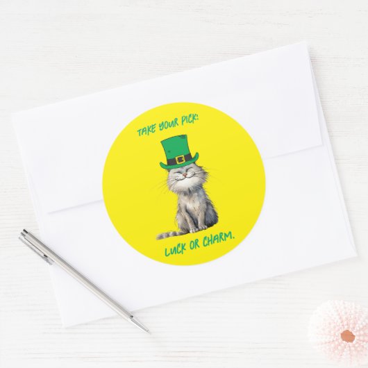 Een vrolijke Ierse kat Ronde Sticker (Envelop)