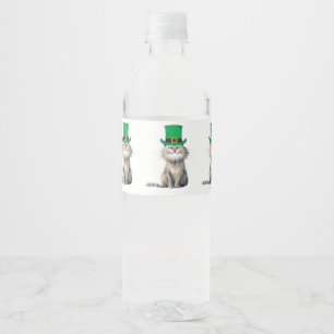 Een vrolijke Ierse kat Waterfles Etiket